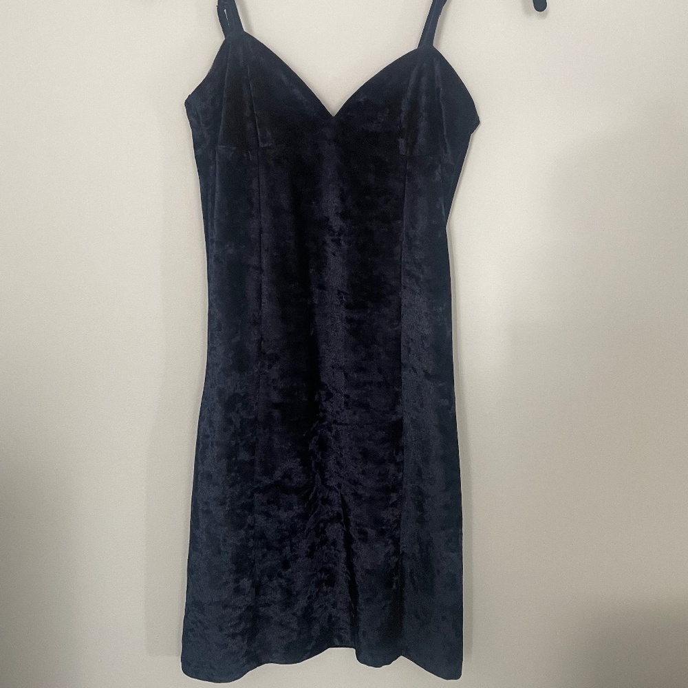 Crushed Blue Velvet Mini Dress by Insight